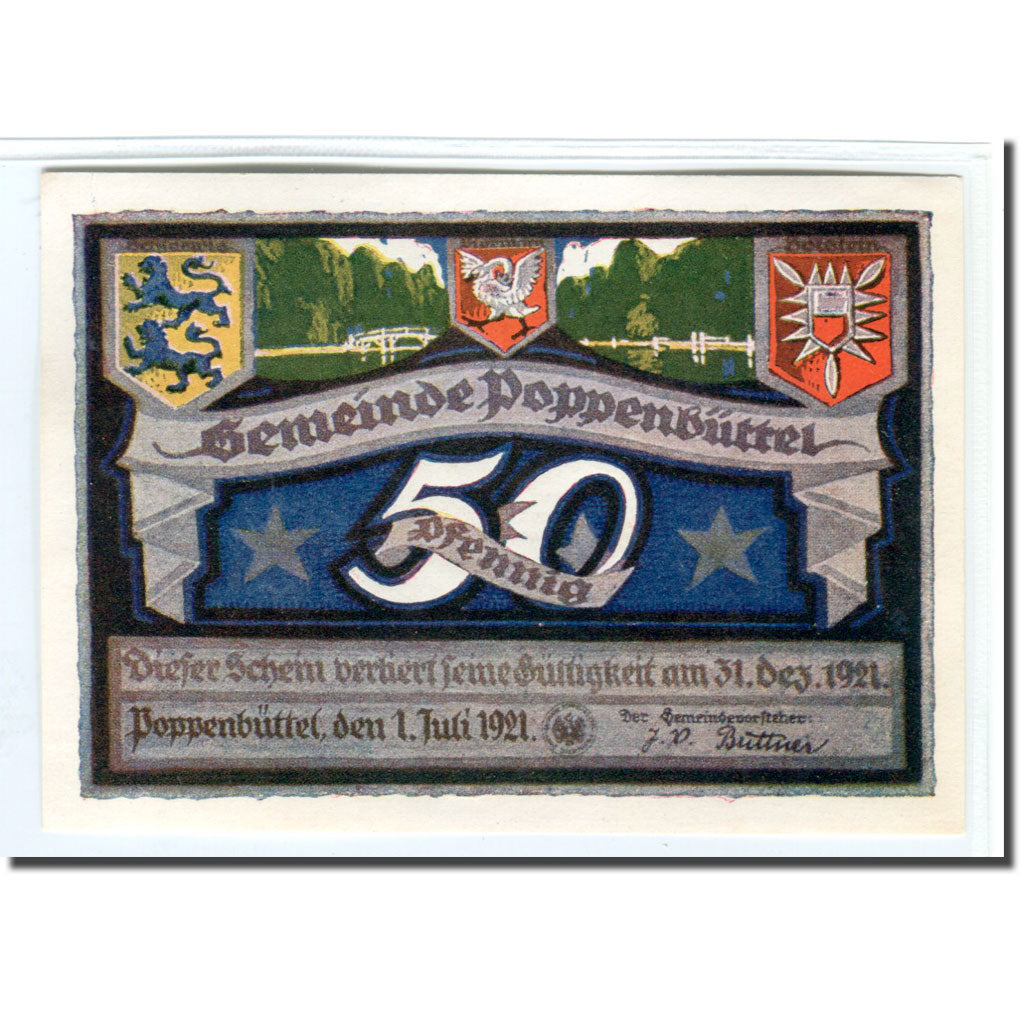 Banconote, Germania, Poppenbüttel, 50 Pfennig, paysage 9, 1921, 1921-07-01
