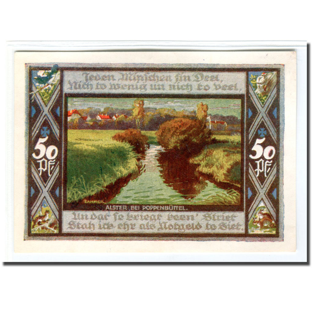 Banconote, Germania, Poppenbüttel, 50 Pfennig, paysage 9, 1921, 1921-07-01
