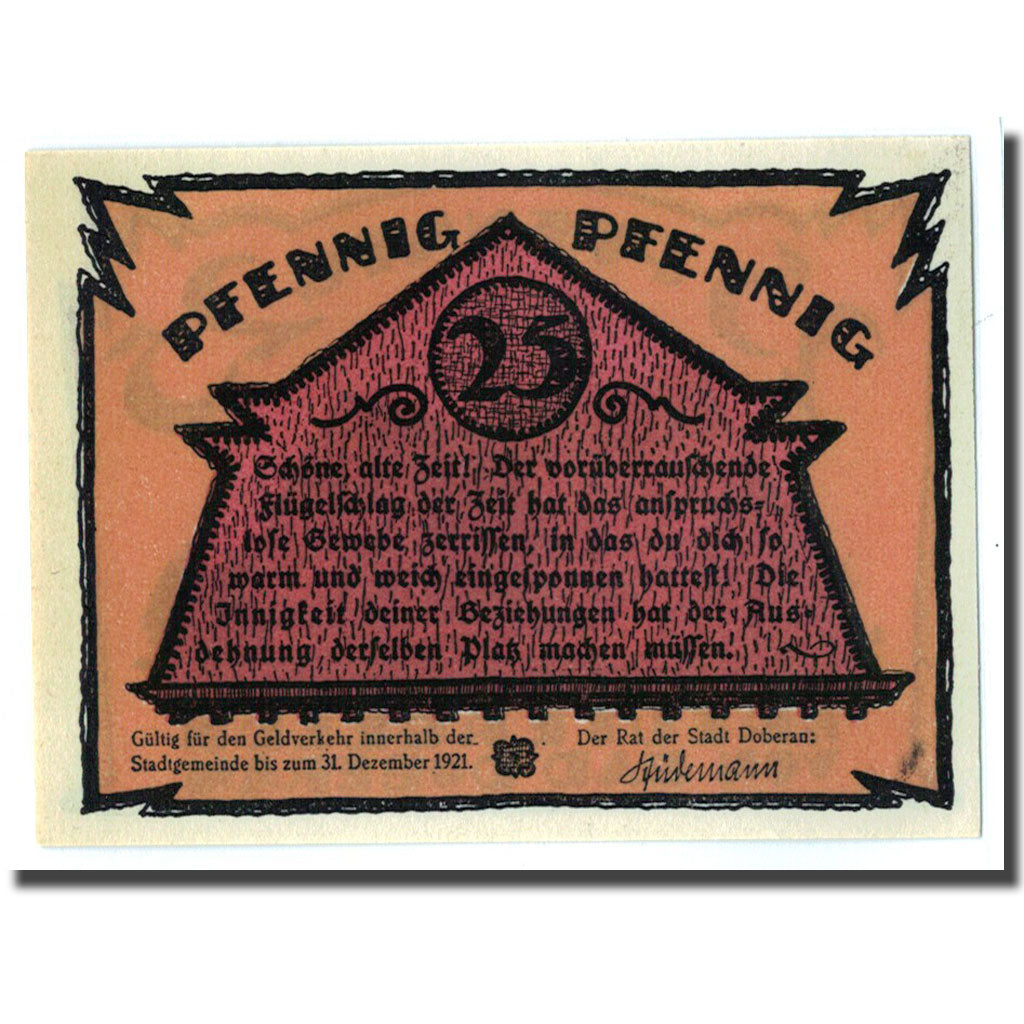 Banknote, Germany, Doberan Bad, 25 Pfennig, Batiment, 1921, 1921-12-31, UNC(63)