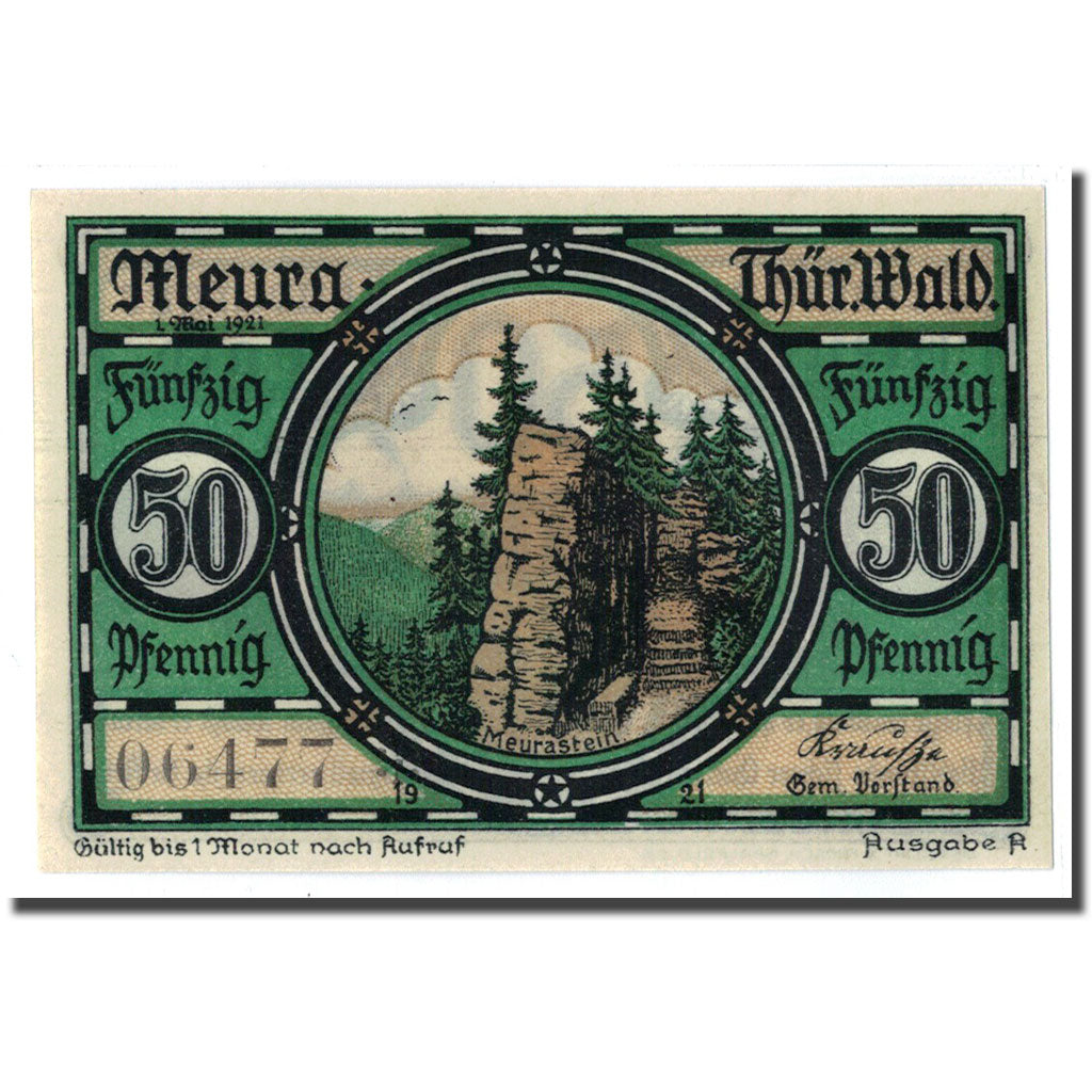 Billet, Allemagne, Meura, 50 Pfennig, paysage, 1921, 1921-05-01, SPL