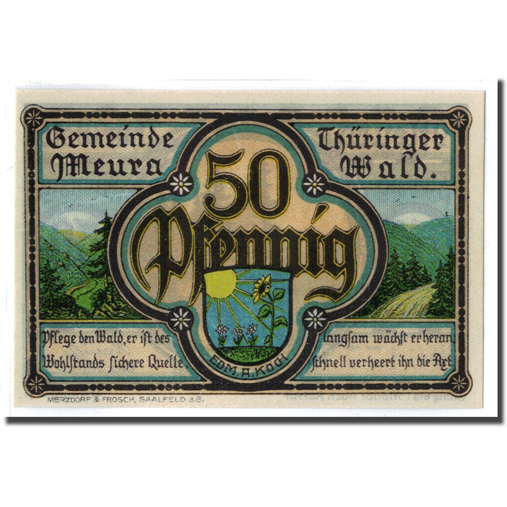 Billet, Allemagne, Meura, 50 Pfennig, paysage, 1921, 1921-05-01, SPL