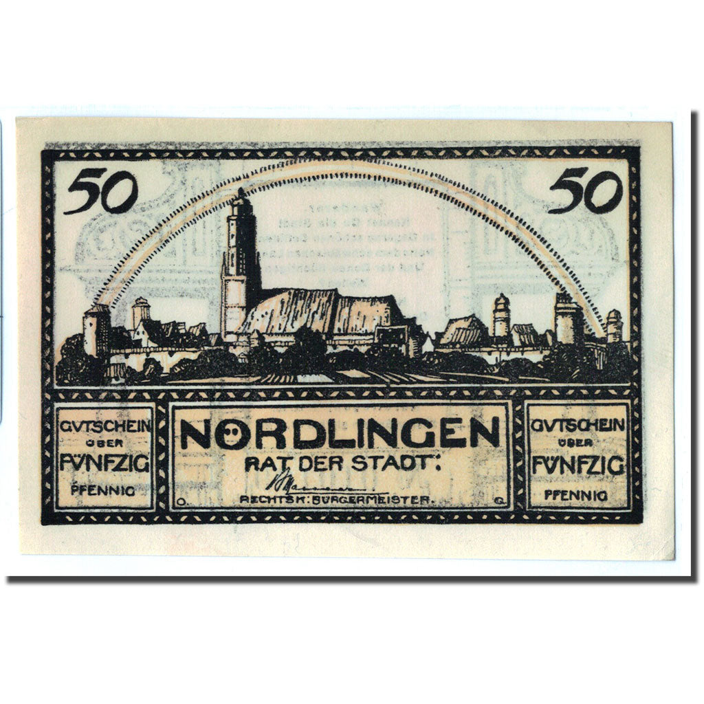 Banknote, Germany, Nordlingen, 50 Pfennig, Poeme, 1921, 1921-03-31, UNC(63)