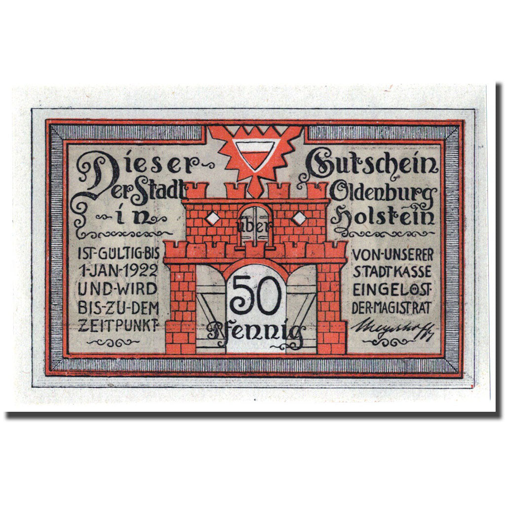 Banknote, Germany, Oldenburg i. Holstein Stadt, 50 Pfennig, Eglise, 1921