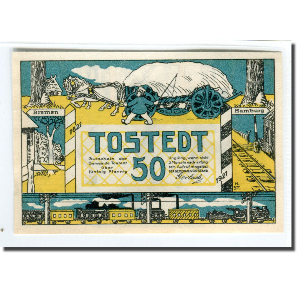 Billet, Allemagne, Tostedt, 50 Pfennig, personnage, 1921, SPL, Mehl:1332.1