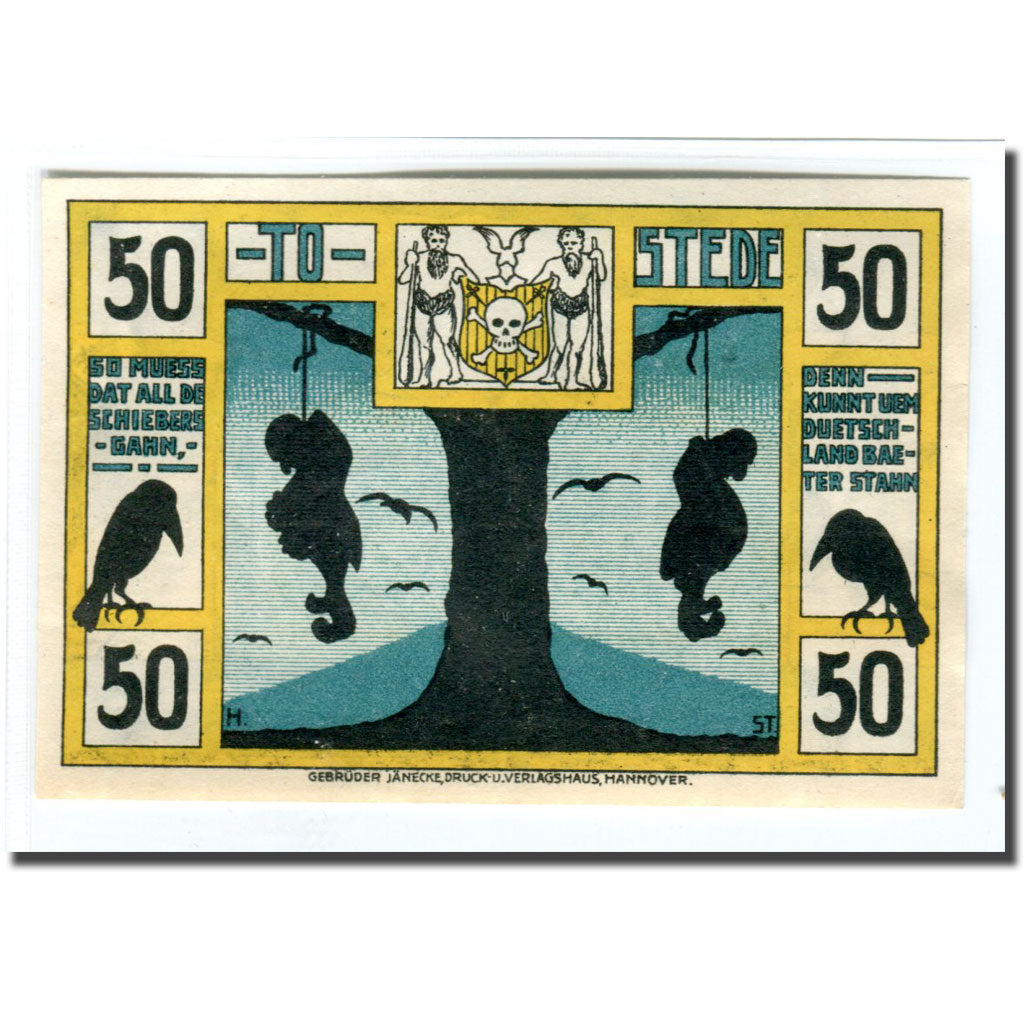Billet, Allemagne, Tostedt, 50 Pfennig, personnage, 1921, SPL, Mehl:1332.1