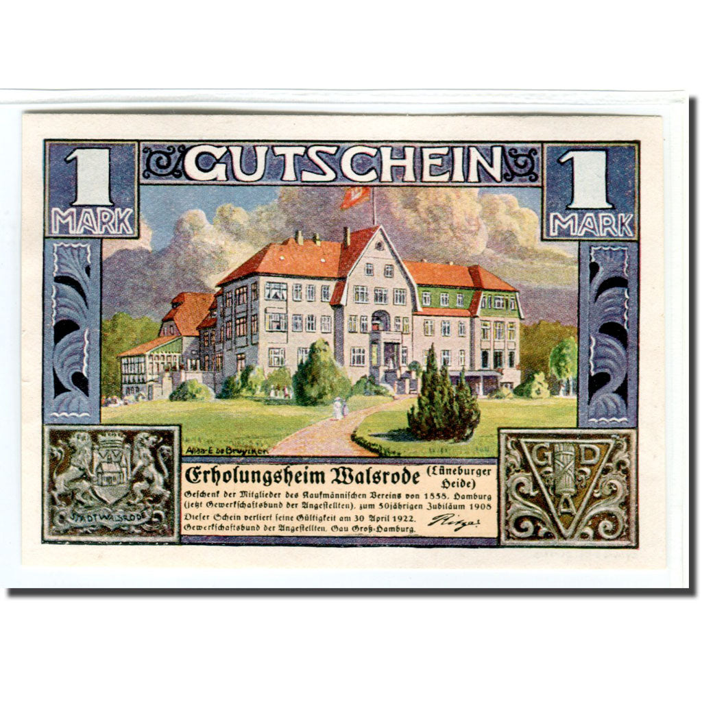 Geldschein, Deutschland, Walsrode, 1 Mark, paysage 1, 1922, 1922-04-30, UNZ-