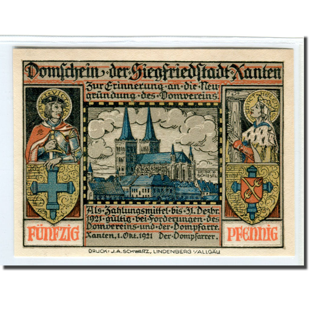 Geldschein, Deutschland, Xanten, 50 Pfennig, cavalier, 1921, 1921-10-01, UNZ-