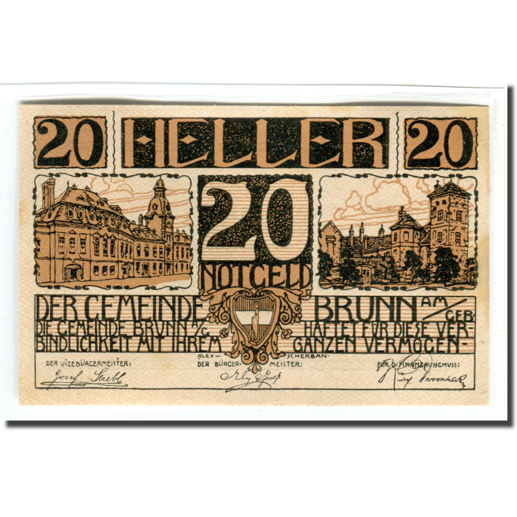 Banknote, Austria, Brunn am Gebirge, 20 Heller, texte 1, 1920, 1920-06-16
