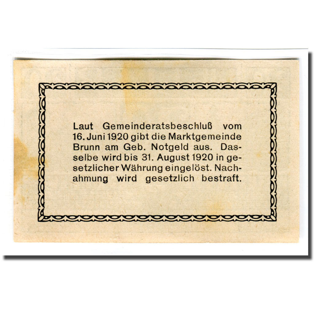 Banknote, Austria, Brunn am Gebirge, 20 Heller, texte 1, 1920, 1920-06-16