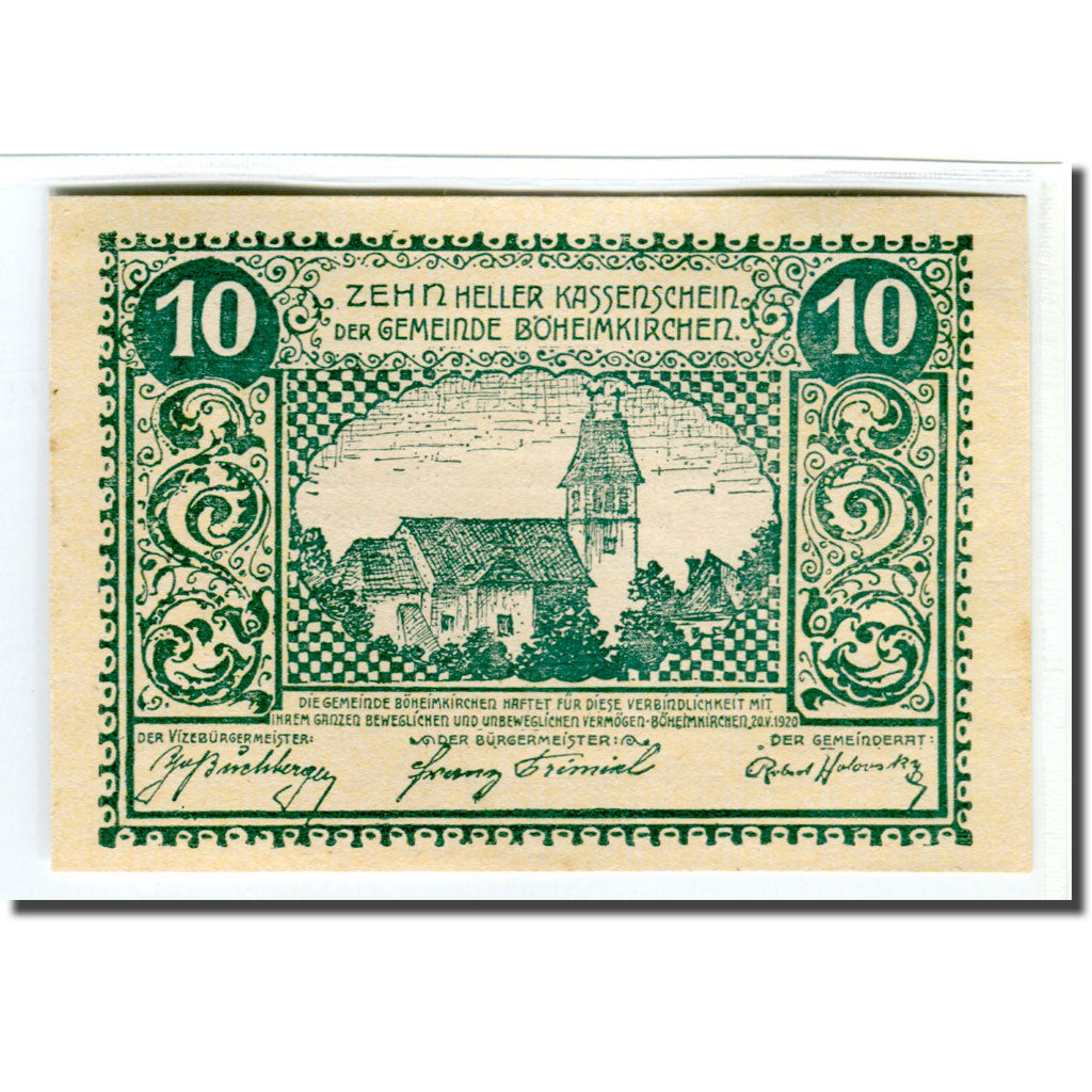 Banknote, Austria, Böheimkirchen, 10 Heller, Texte, 1920, 1920-05-05, UNC(63)