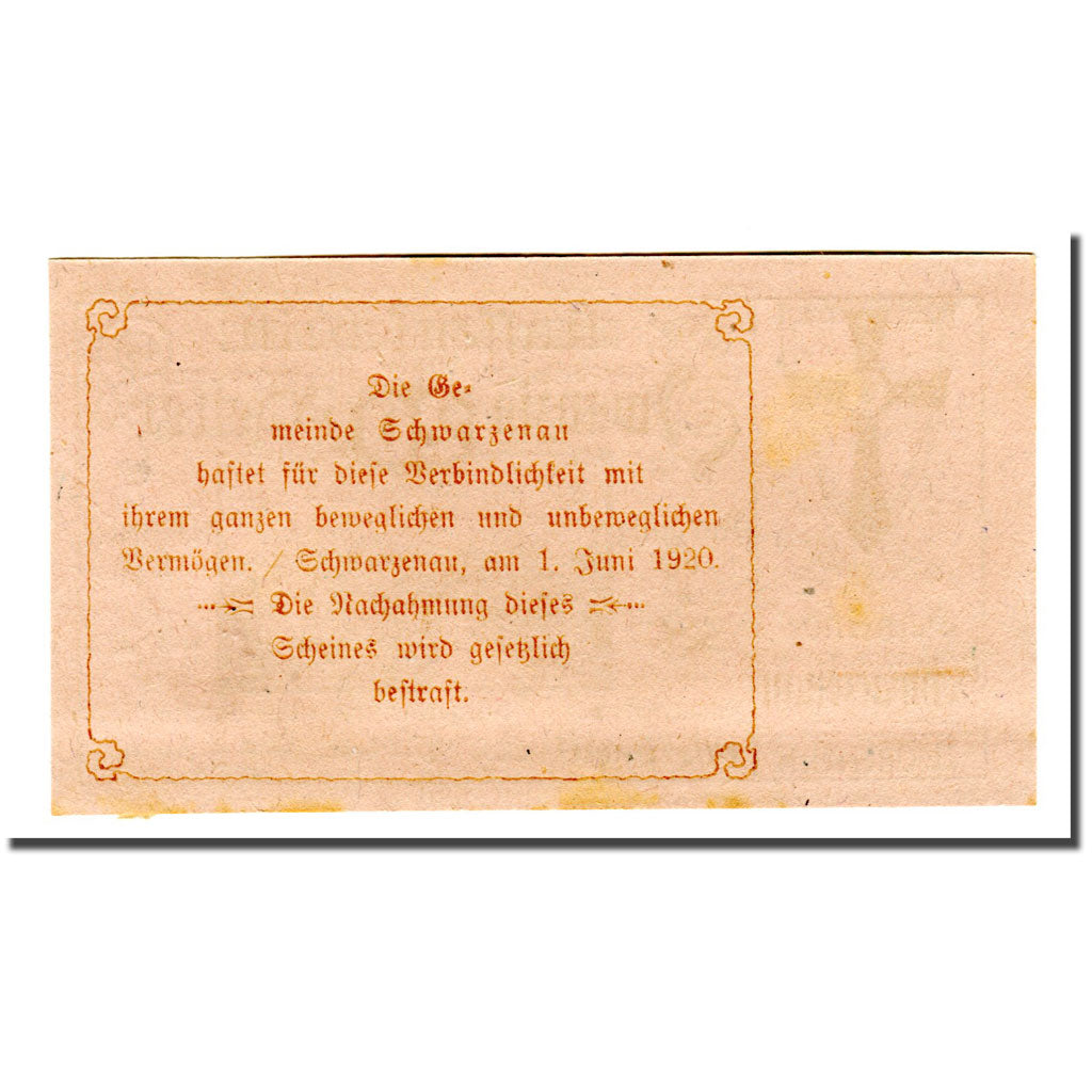Banknote, Austria, Schwarzenau, 20 Heller, Texte, 1920, 1920-06-01, UNC(63)