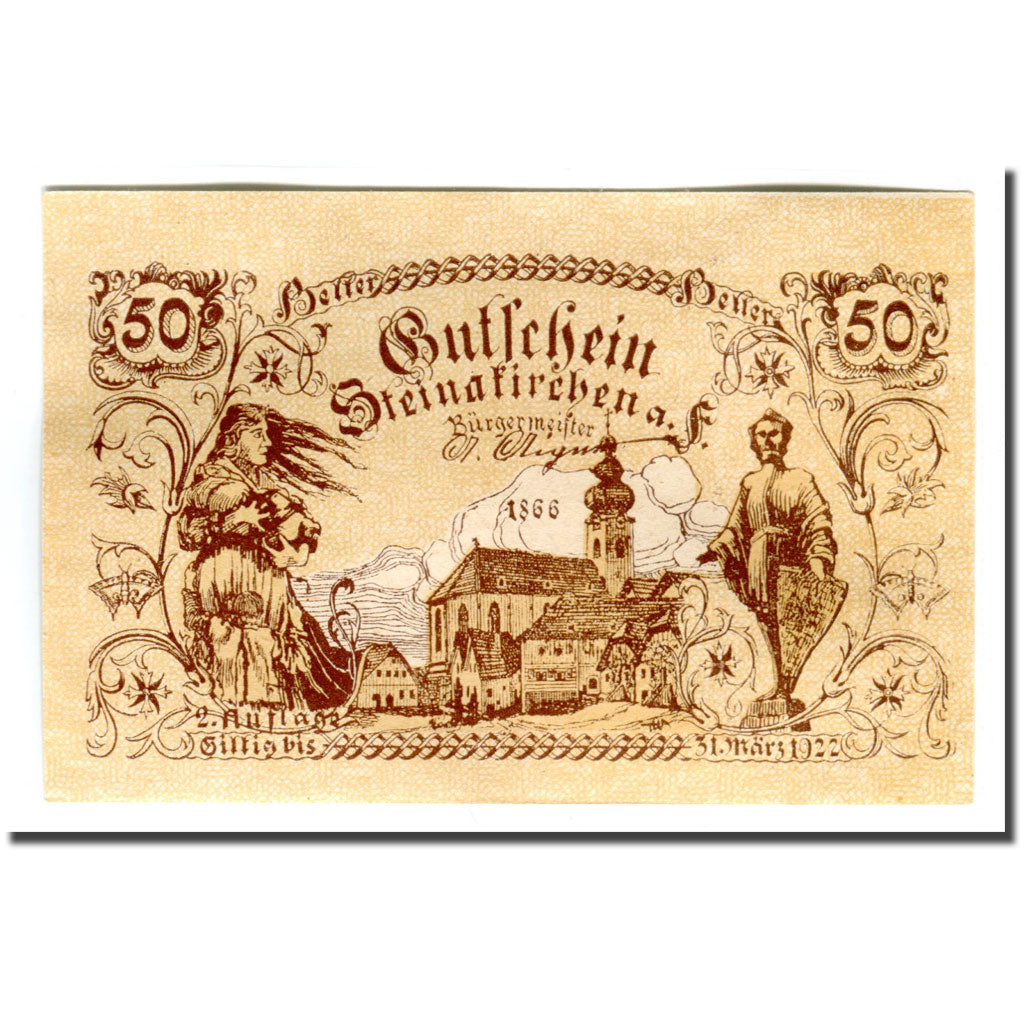 Banknote, Austria, Steinakirchen am Forst, 50 Heller, Texte 2, 1922, UNC(63)