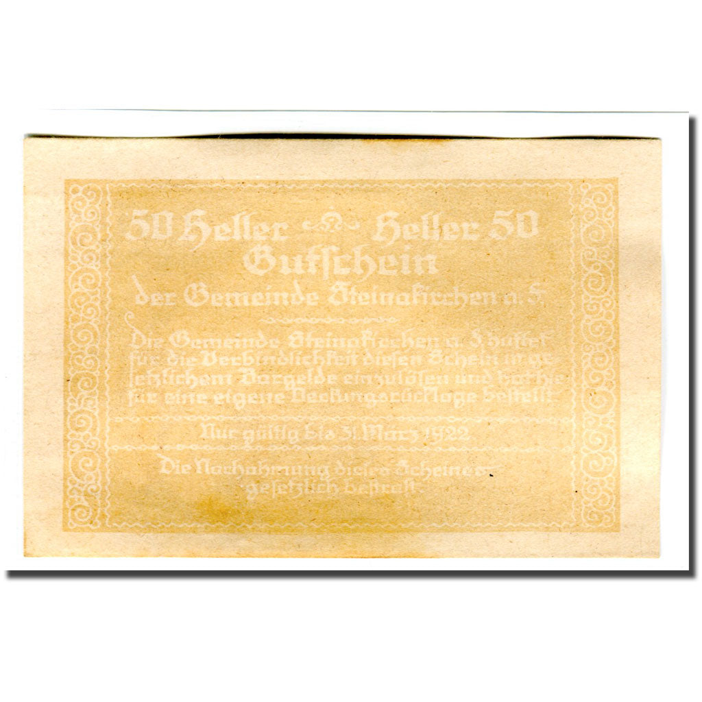 Banknote, Austria, Steinakirchen am Forst, 50 Heller, Texte 2, 1922, UNC(63)