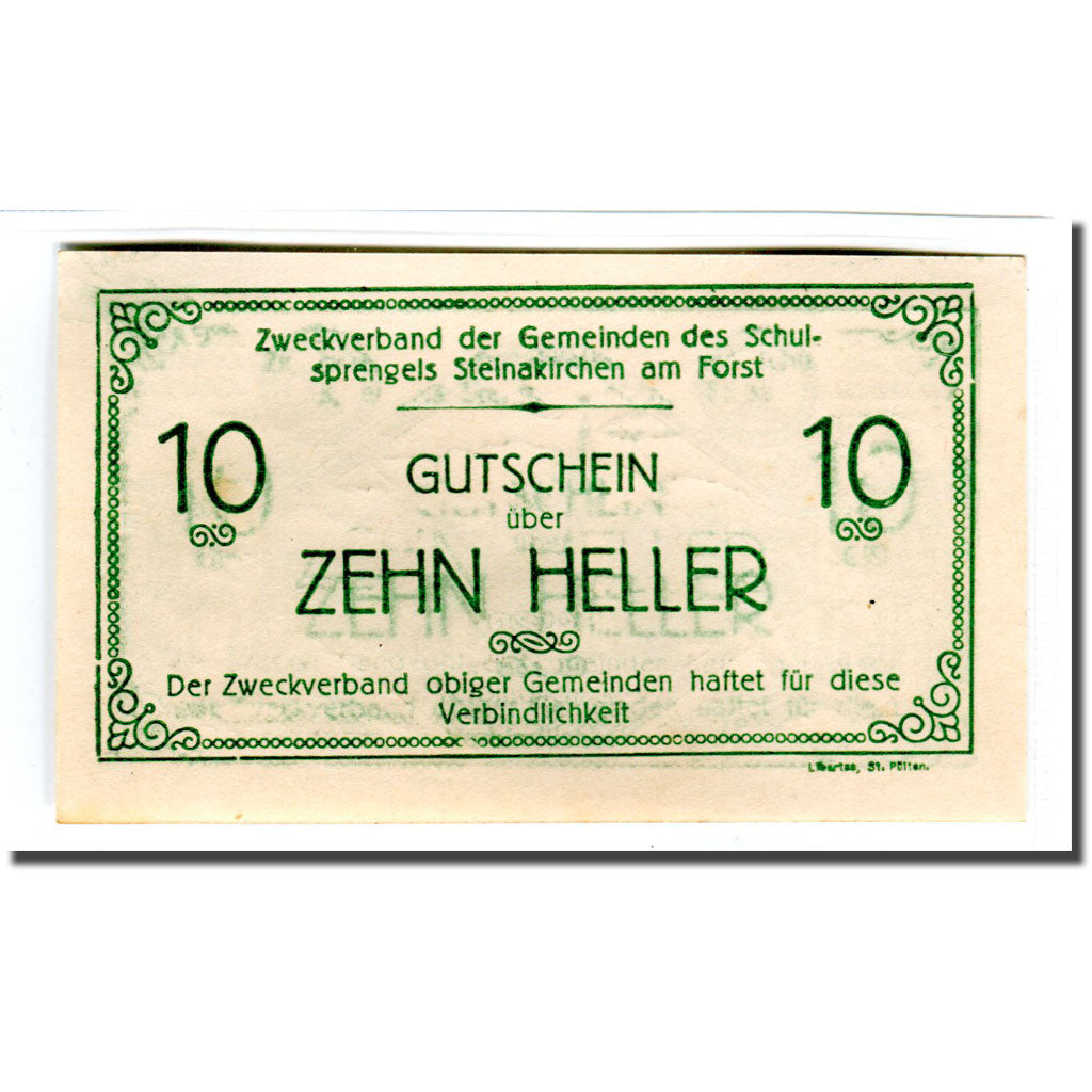 Banknote, Austria, Steinakirchen am Forst, 10 Heller, personnage, 1920, UNC(63)