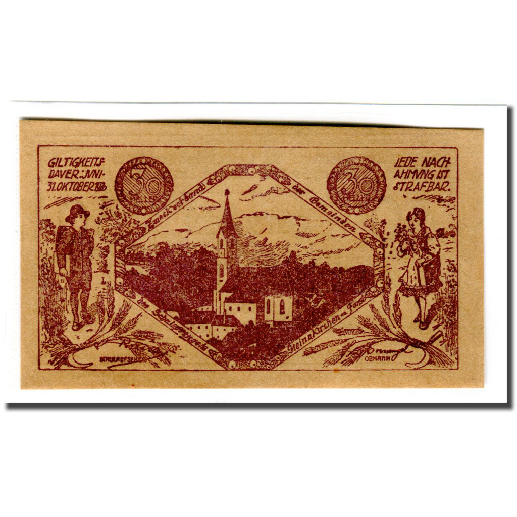Banknote, Austria, Steinakirchen am Forst, Heller, personnage 1, 1920, UNC(63)