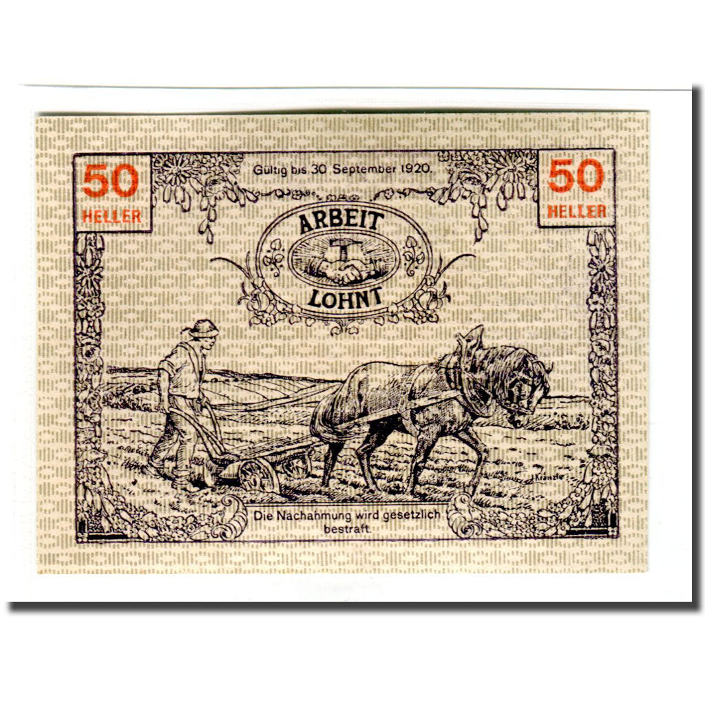 Banknote, Austria, Tausend Blumen, 50 Heller, personnage 2, 1920, UNC(63)