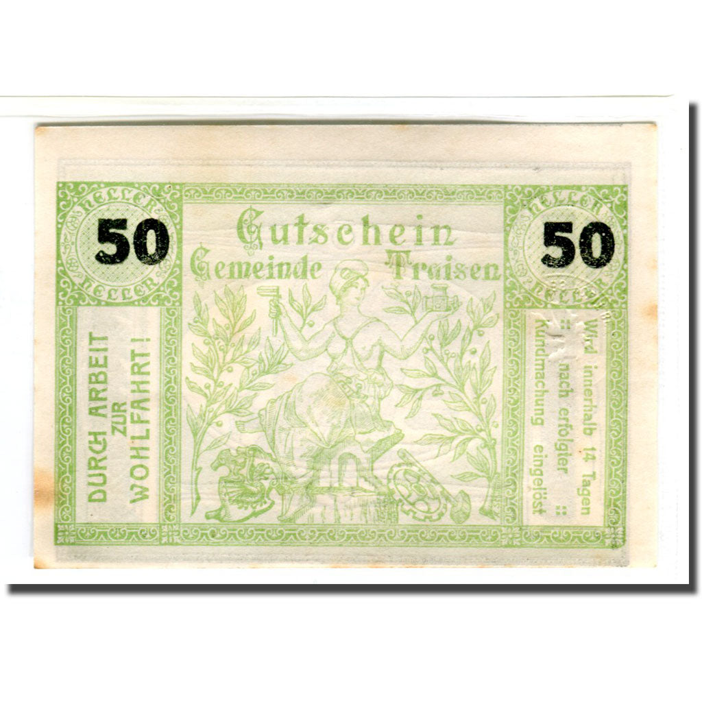 Banconote, Austria, Traisen, 50 Heller, batiment 1, SPL, Mehl:1076IIa