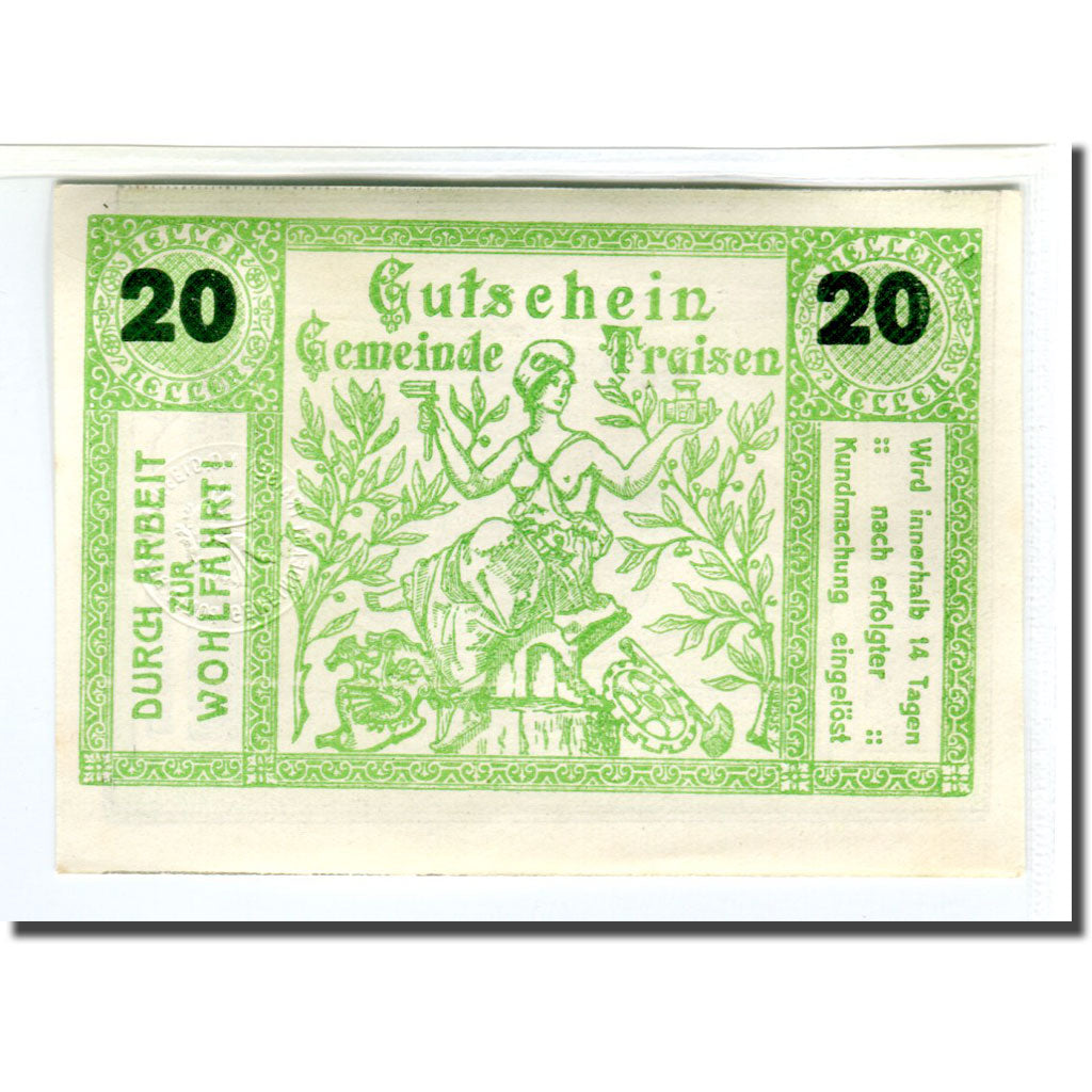 Banknote, Austria, Traisen, 20 Heller, batiment 2, UNC(63), Mehl:1076IIaF2