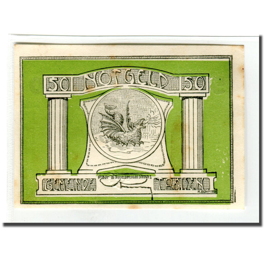 Banknote, Austria, Traisen, 50 Heller, dragon, UNC(63), Mehl:1076IIaF2