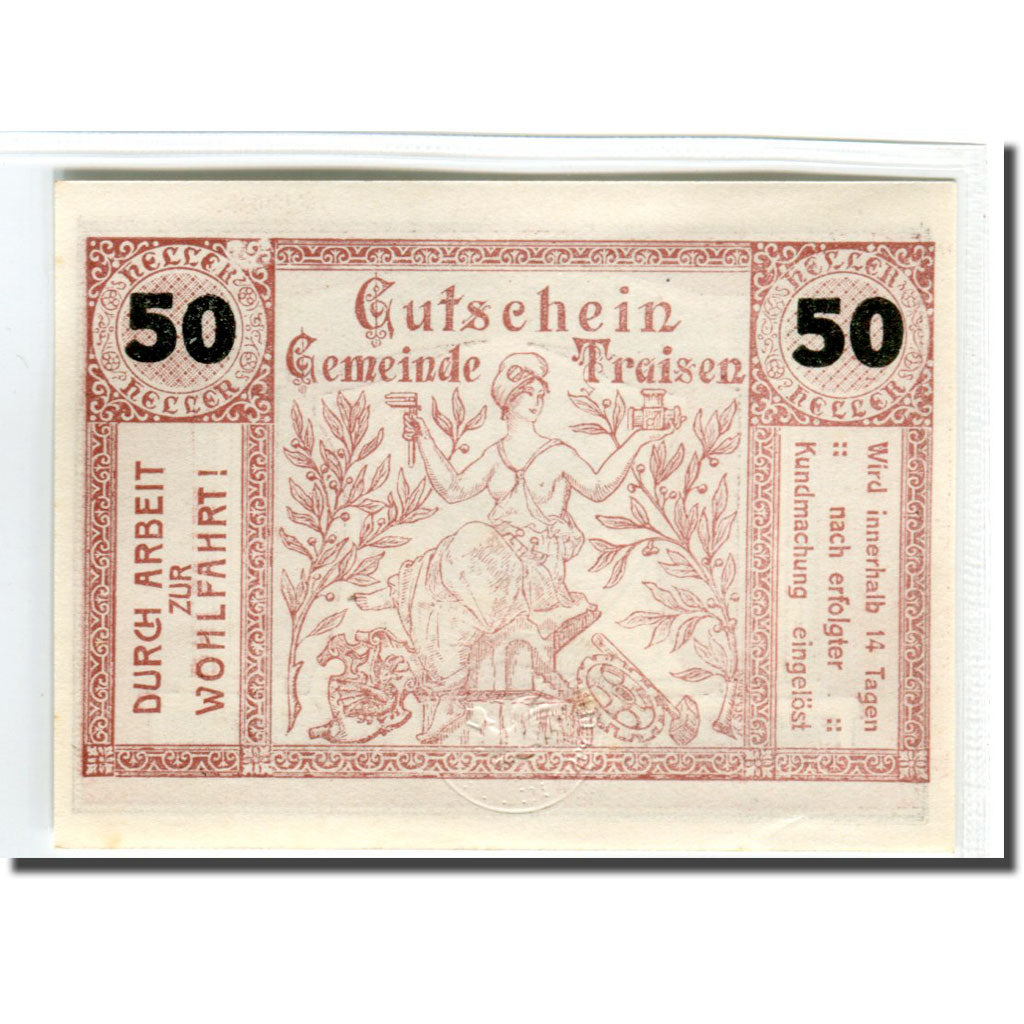 Geldschein, Österreich, Traisen, 50 Heller, Dragon 1, UNZ-, Mehl:1076IIb