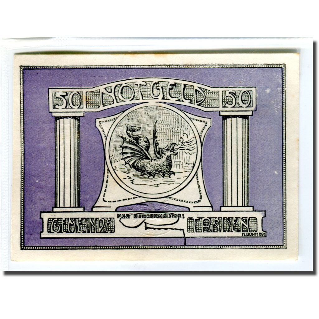 Banknote, Austria, Traisen, 50 Heller, Dragon 3, AU(55-58), Mehl:1076IIc