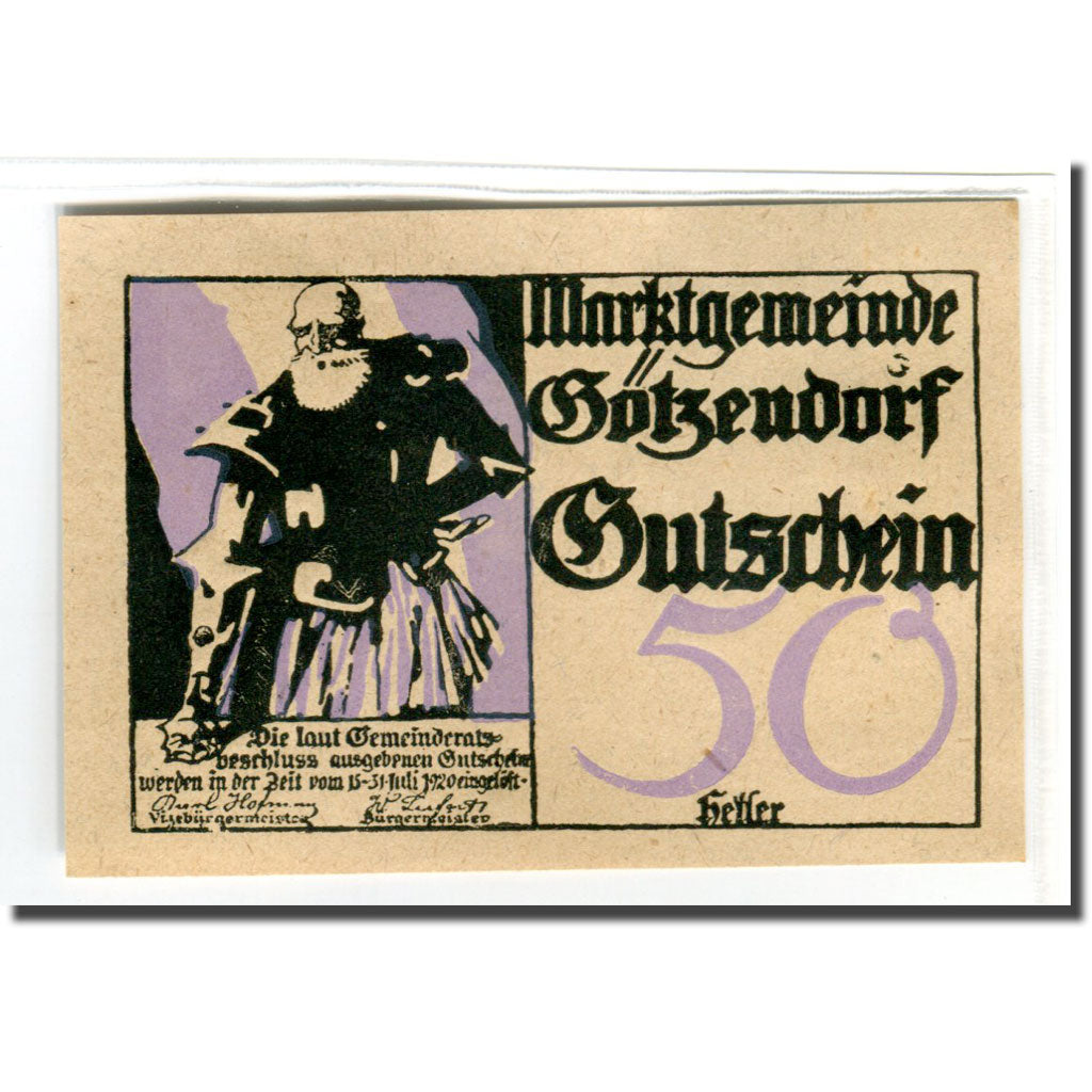 Banknote, Austria, Götzendorf, 50 Heller, N.D, 1920, 1920-07-31, UNC(63)