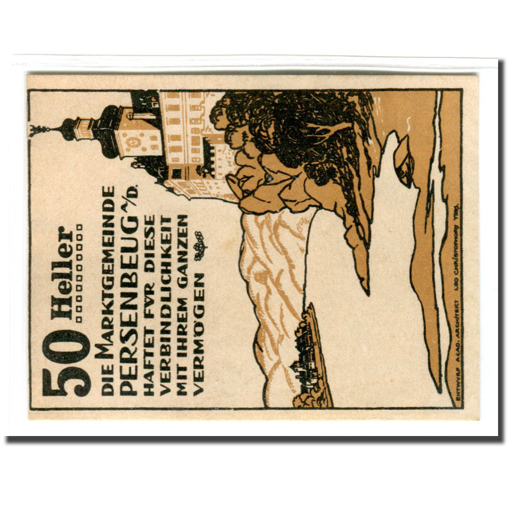 Banknote, Austria, Persenbeug an der donau, 50 Heller, paysage, 1920, UNC(63)