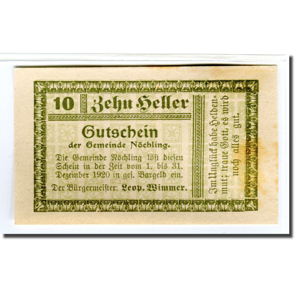 Banknote, Austria, Nöchling, 10 Heller, N.D, 1920, UNC(63), Mehl:674