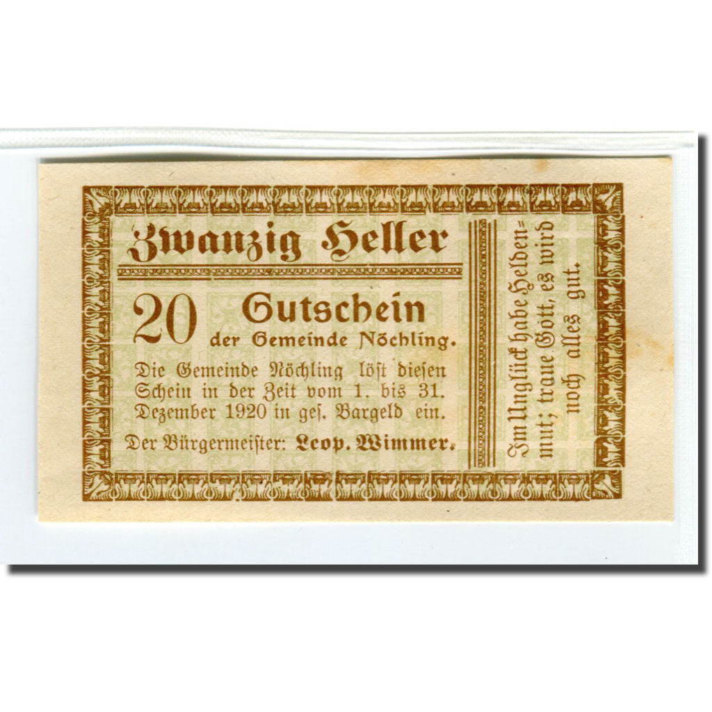 Banknote, Austria, Nöchling, 20 Heller, N.D, 1920, UNC(63), Mehl:674