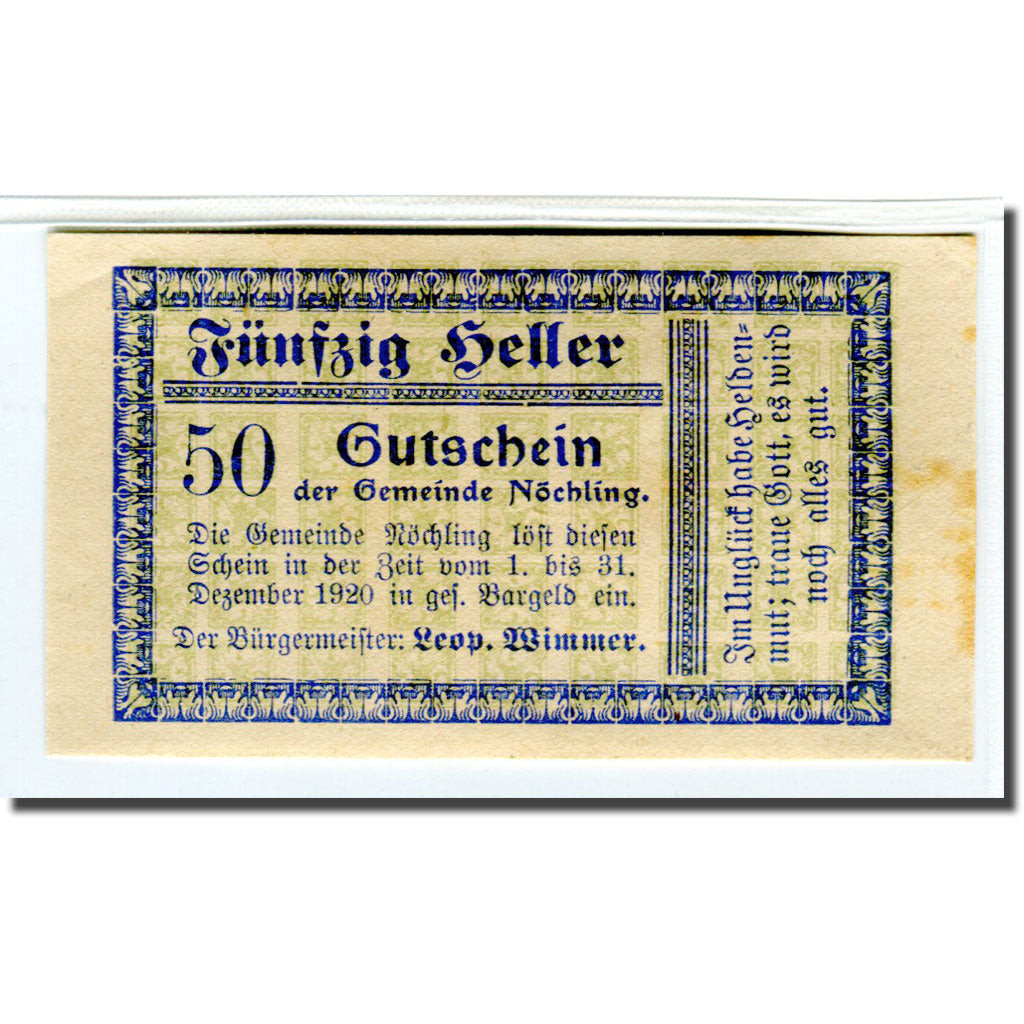 Banknote, Austria, Nöchling, 50 Heller, N.D, 1920, UNC(63), Mehl:674
