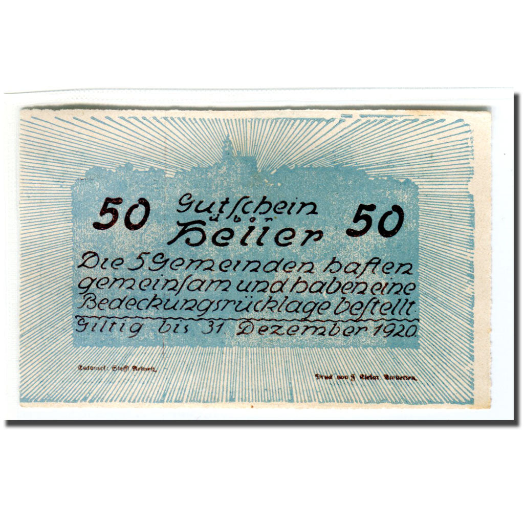 Banconote, Austria, Neustadtl Nabegg Judenhof Windpassing Kl. Wolfstein N.Ö, 50