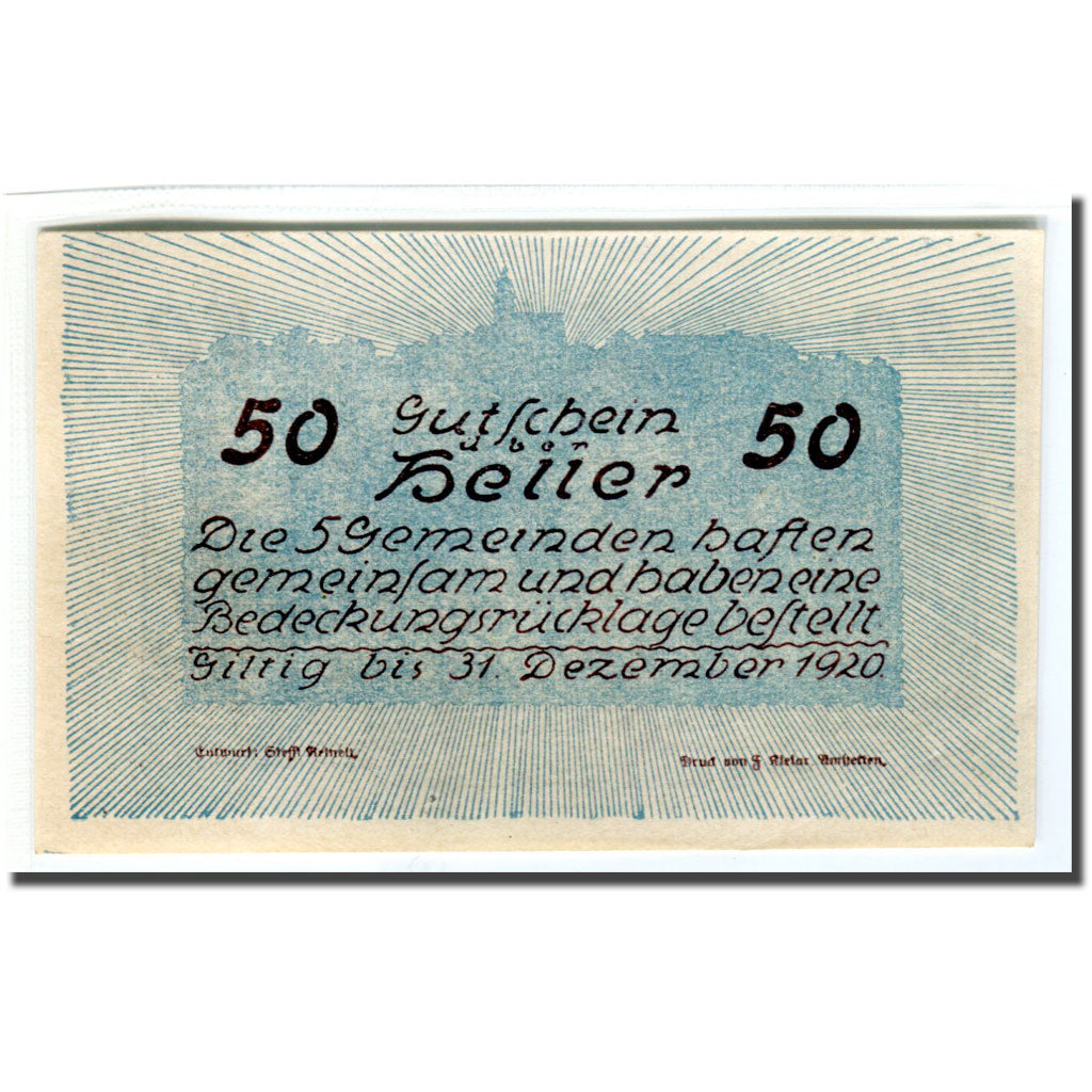 Banknote, Austria, Neustadtl Nabegg Judenhof Windpassing Kl. Wolfstein N.Ö, 50