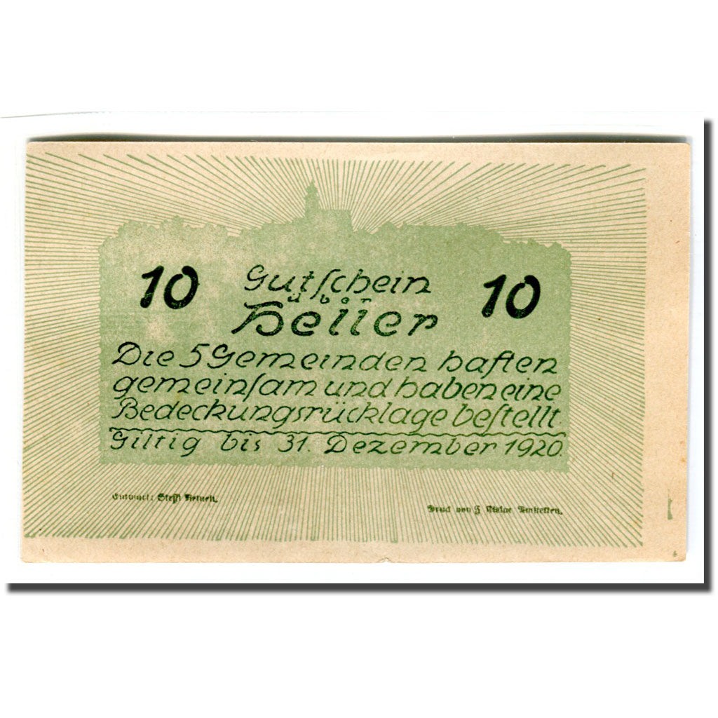 Banknote, Austria, Neustadtl Nabegg Judenhof Windpassing Kl. Wolfstein N.Ö, 10