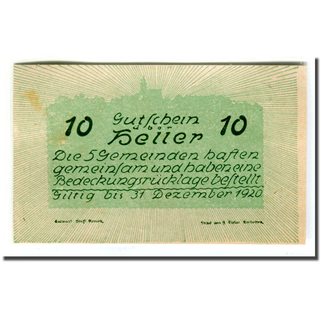 Banknote, Austria, Neustadtl Nabegg Judenhof Windpassing Kl. Wolfstein N.Ö, 10