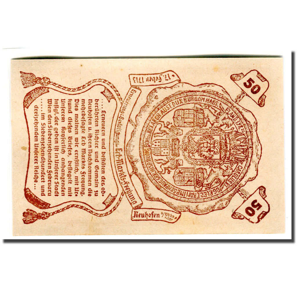 Banknote, Austria, Neuhofen, 50 Heller, Blason, 1920, 1920-04-07, AU(55-58)