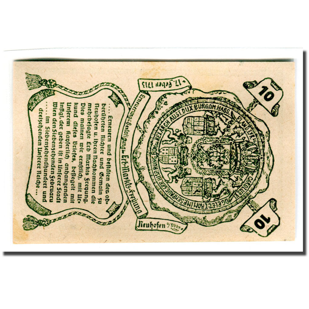 Banknote, Austria, Neuhofen, 10 Heller, Blason 3, 1920, 1920-04-07, AU(55-58)