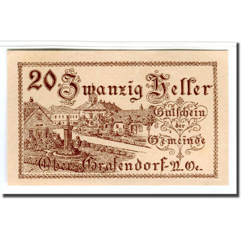 Banknote, Austria, Ober-Grafendorf N.Ö. Gemeinde, 20 Heller, Texte, 1920