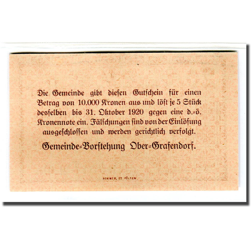Banknote, Austria, Ober-Grafendorf N.Ö. Gemeinde, 20 Heller, texte 1, 1920