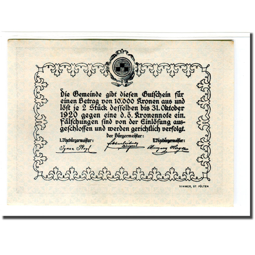 Banknote, Austria, Ober-Grafendorf N.Ö. Gemeinde, 50 Heller, Texte 2, 1920