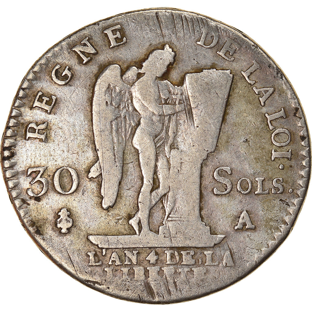 Monnaie, France, Louis XVI, 30 sols françois, 30 Sols, 1792, Paris, TB, Argent