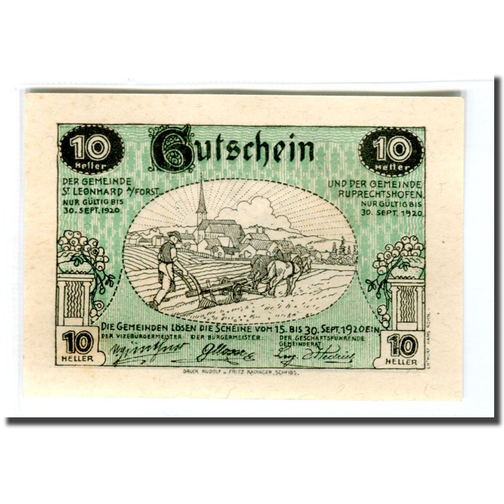 Banknote, Austria, St. Leonhard am Forst und Ruprechtshofen N.Ö. Gemeinden, 10