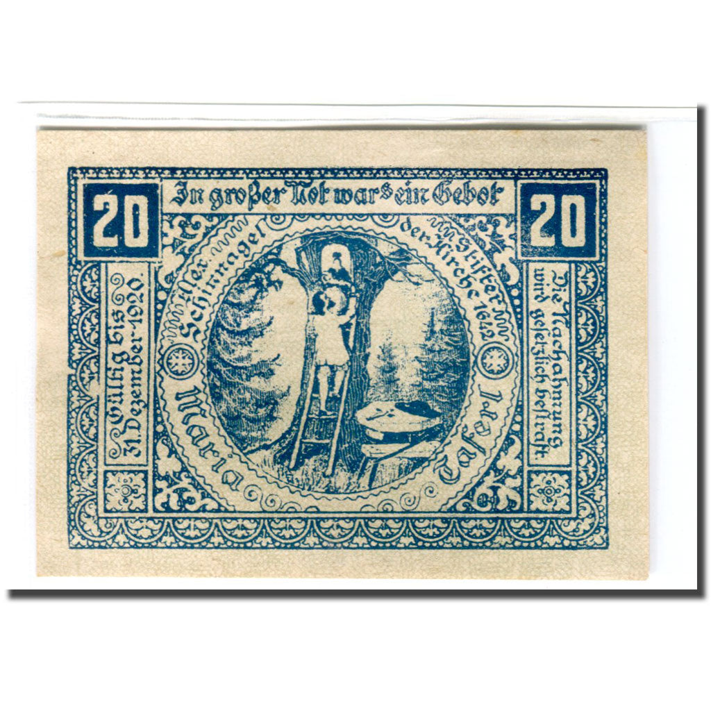 Banknote, Austria, Maria Taferl N.Ö Ortsgemeinde, 20 Heller, personnage 1