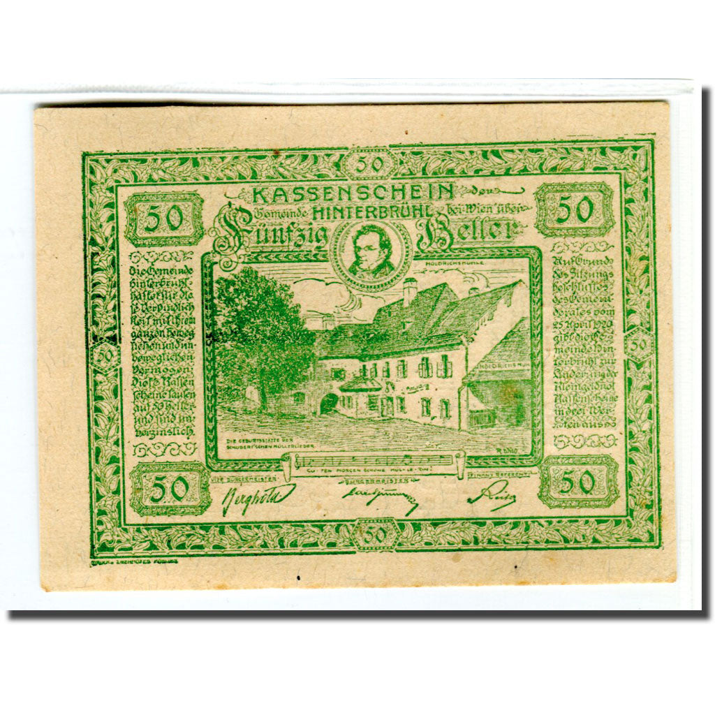 Banknote, Austria, Hinterbrühl, 50 Heller, Batiment 5, 1920, UNC(63)