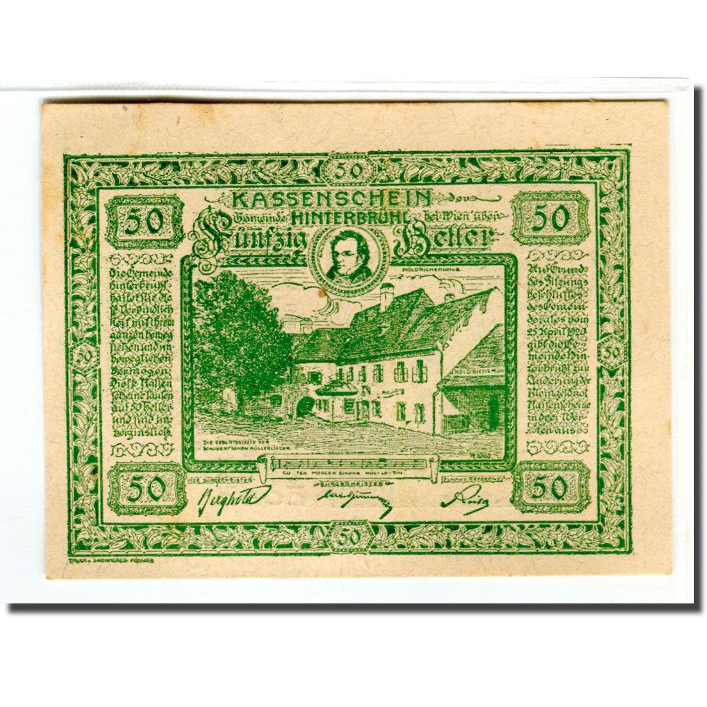 Banknote, Austria, Hinterbrühl, 50 Heller, Batiment 6, 1920, AU(55-58)