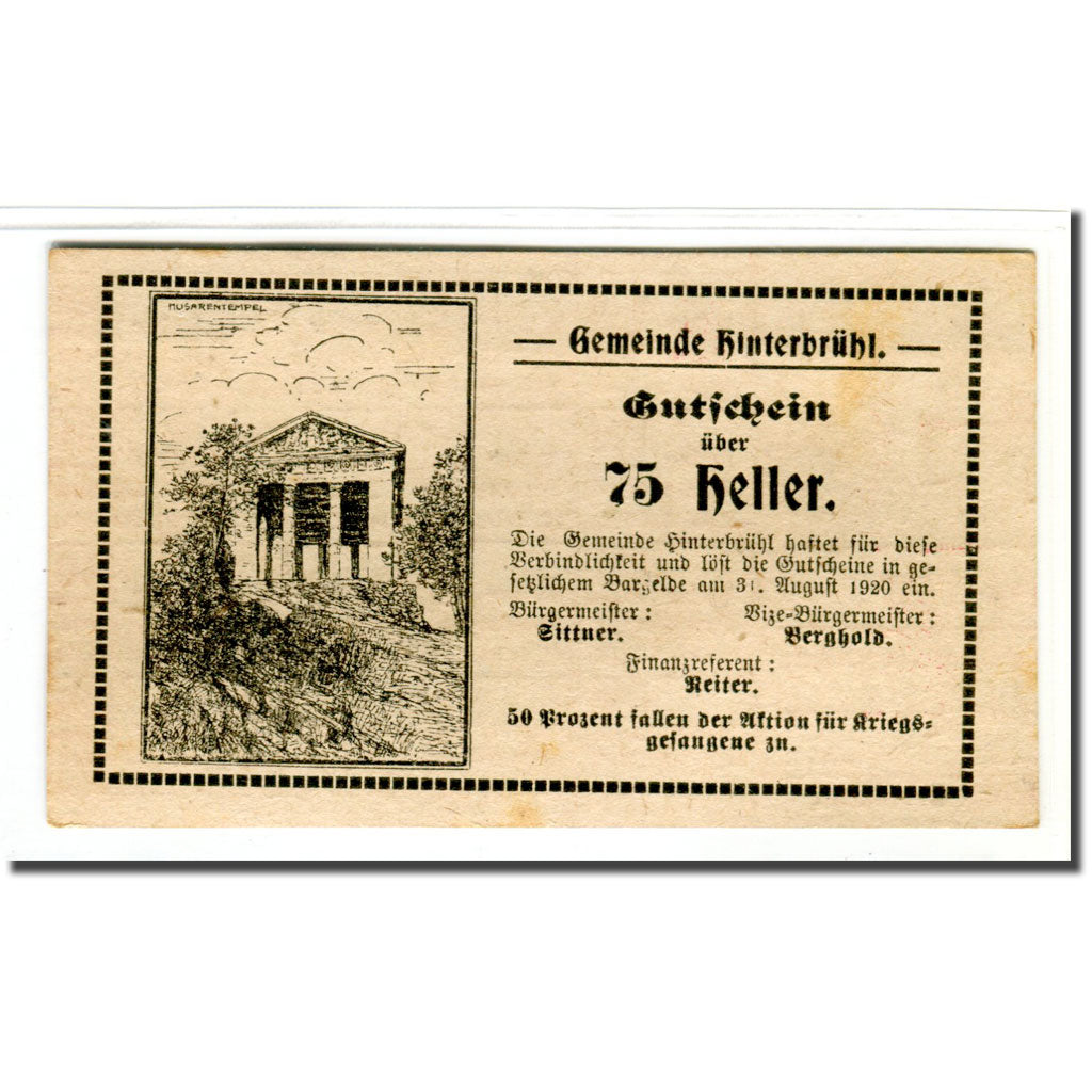 Biljet, Oostenrijk, Hinterbrühl, Heller, N.D, 1920, SPL, Mehl:376IIId