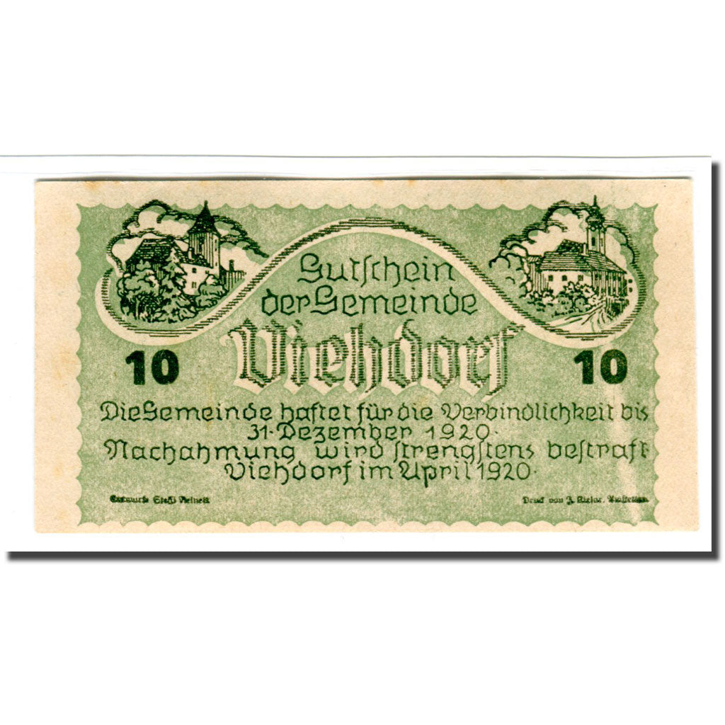 Banknote, Austria, Viehdorf, 10 Heller, vache, 1920, UNC(63), Mehl:1111a