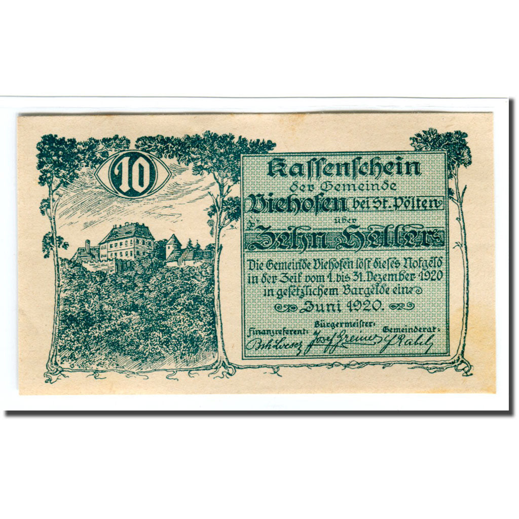 Banknote, Austria, Viehhofen bei St. Pölten N.Ö. Gemeinde, 10 Heller, N.D