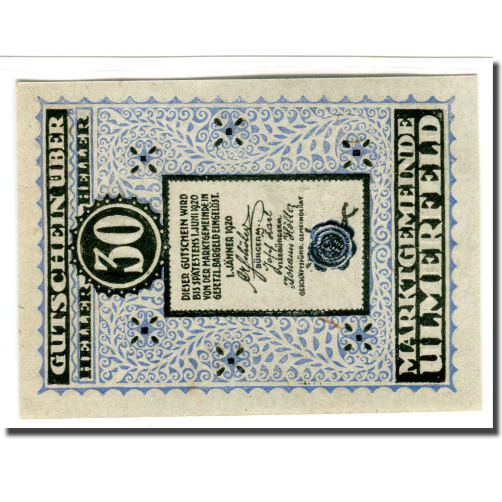 Banknote, Austria, Ulmerfeld, Heller, Eglise 1, 1920, 1920-01-01, UNC(63)