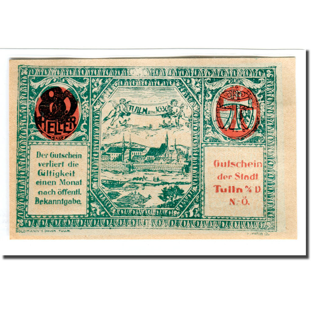 Banknote, Austria, Tulln N.Ö. Stadtgemeinde, 80 Heller, Texte 2, UNC(63)