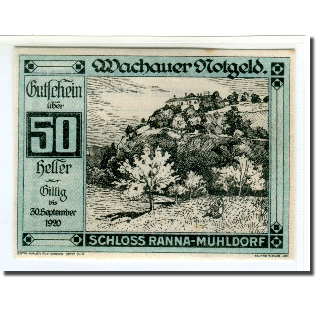 Biljet, Oostenrijk, Wachauer Notgeld Emmersdorf N.Ö. Gemeinde, 50 Heller, Texte